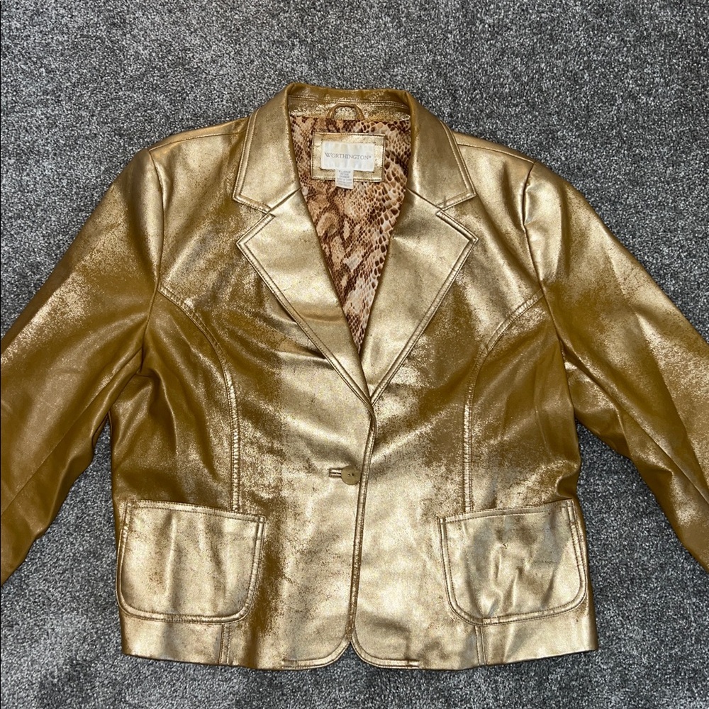 Worthington Metallic Gold Women's Blazer - Picture 3 of 6